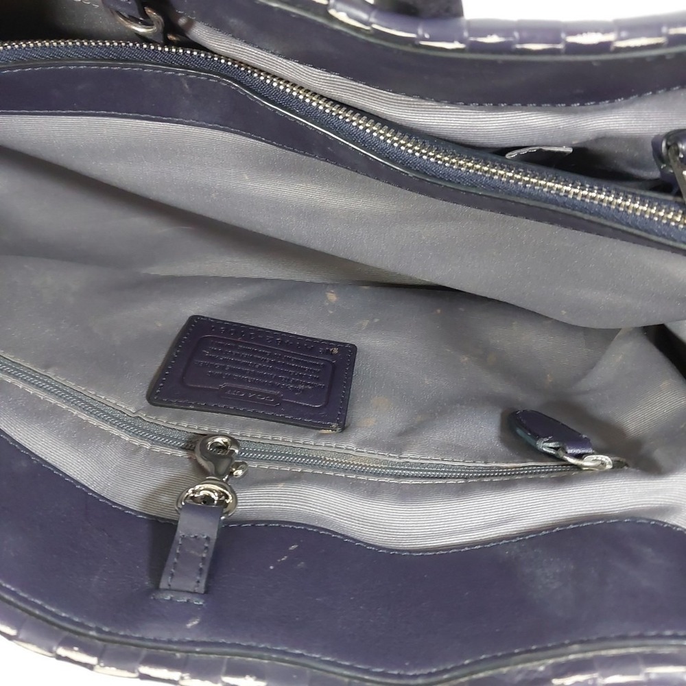COACH BLEECKER EMBOSSED LEATHER LARGE STUDIO TOTE F31081 BLUE/WHITE PURSE - Picture 8 of 16